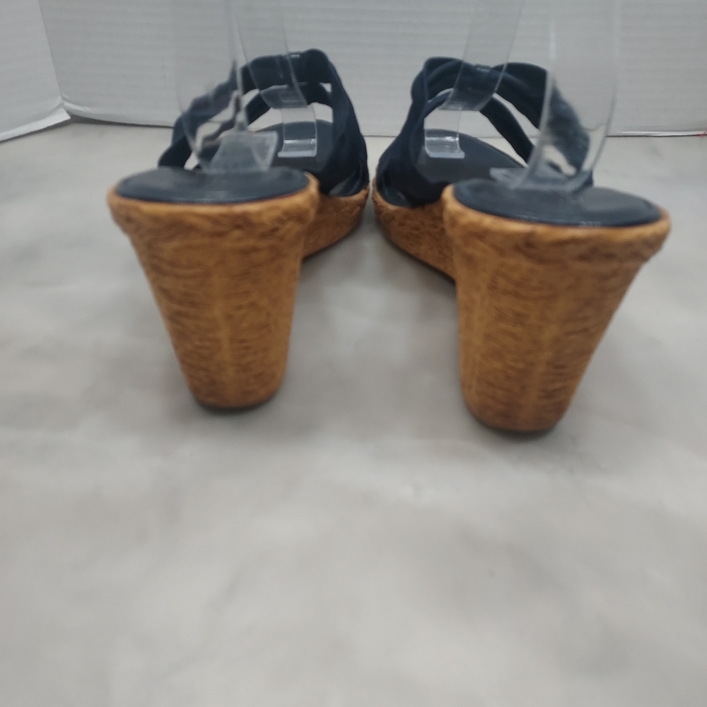 Italian Shoemaker Summer Vacation Blue Slide Wedge/Sandals Size 11M - Picture 6 of 8